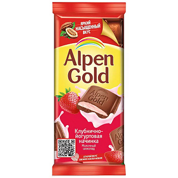 Шоколад Alpen Gold клубнично-йогуртовая начинка 85г