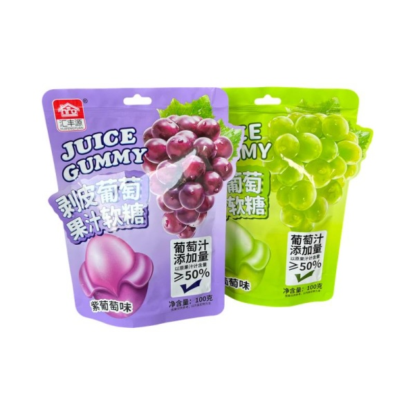 Marmeladnye konfety Huifengyuan s zhidkoy nachinkoy so vkusom vinograda 100g_3