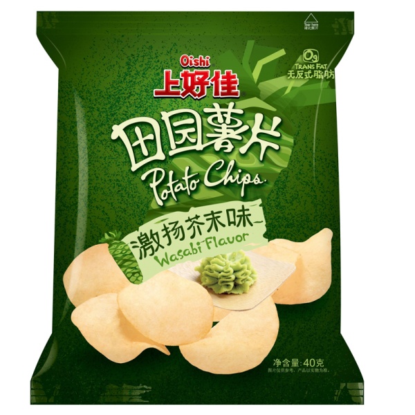 Chipsy Oishi Potato Chips Wasabi so vkusom vasabi 40g