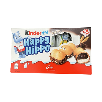 Батончик вафельный Kinder Happy Hippo с какао-молочной начинкой 103,5г
