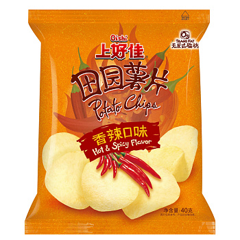 Чипсы Oishi Potato Chips Hot&Spicy острые 40г