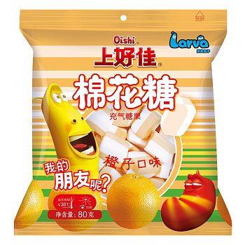 Маршмеллоу Oishi Larva Marshmallow Orange со вкусом апельсина 80г