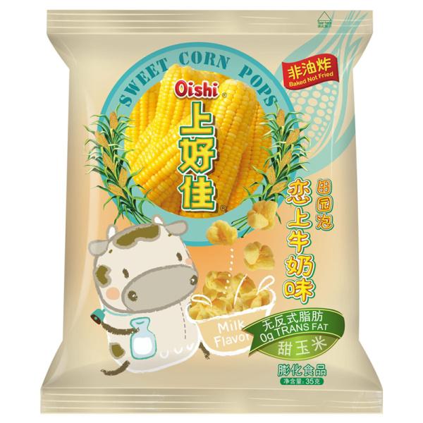 Vozdushnaya kukuruza Oishi Sweet Corn Pops s molochnym vkusom 35g