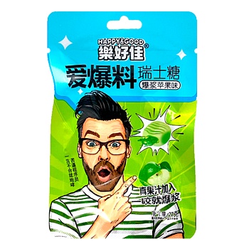 Конфеты Happy&Good кислые с жидкой начинкой яблоко 22г