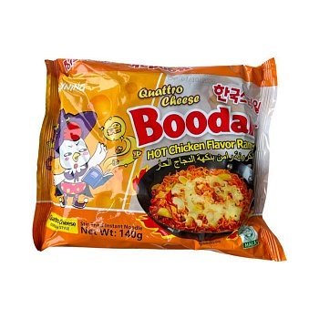 Лапша Boodak со вкусом острой курицы Четыре сыра 140г