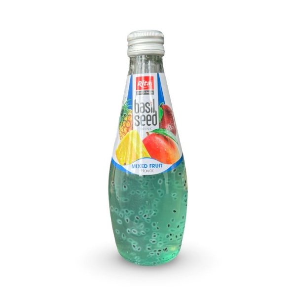 Napitok RITA s sokom fruktov mango, ananasa, marakuyi i semenami bazilika 290ml