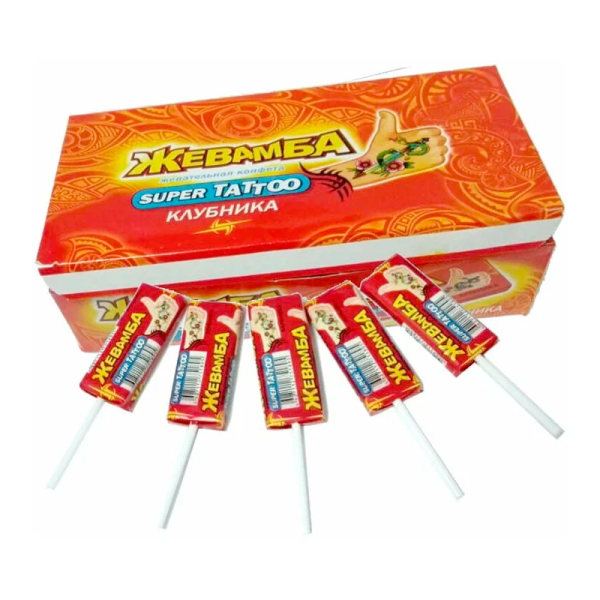 Zhevatelnaya konfeta zhevamba na palochke assorti 10g