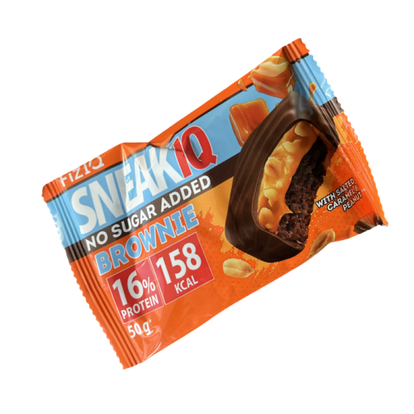 Pechene proteinovoe SNEAKIQ s solenoy karamelyu i arakhisom bez dobavleniya sakhara 50g