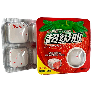 Жевательная резинка Super Heart Клубника 13,5г