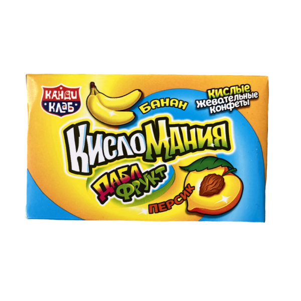Zhevatelnye konfety Kislomaniya dabl frukt banan i persik 14g