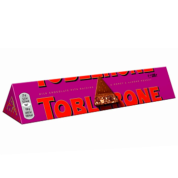 Шоколад Toblerone молочный с медово-миндальной нугой и изюмом 100г