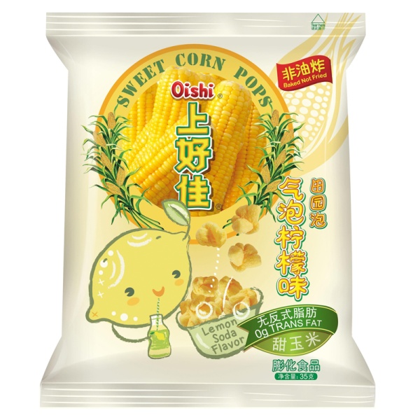Vozdushnaya kukuruza Oishi Sweet Corn Pops so vkusom limona 35g
