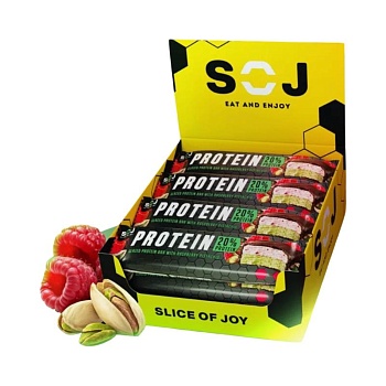 Протеиновый батончик Protein SOJ с малиново-фисташковым вкусом 50г