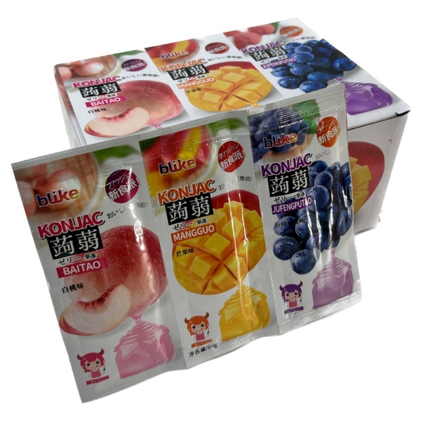 Zhele marmeladnoe s konzhakom Blike Assorti persik mango vinograd 60g