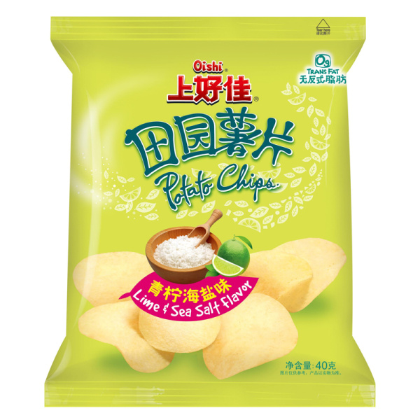 Chipsy Oishi Potato Chips Lime&Sea Salt laym s solyu 40g