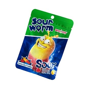 Мармелад жевательный WISICHI Кислый червячок со вкусом клубники и мушмула 20г