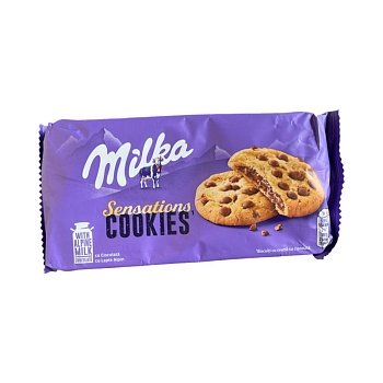 Печенье Milka Шоколадная Сенсация с начинкой и кусочками молочного шоколада 156г