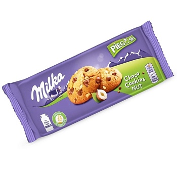 Печенье Milka Nut с кусочками молочного шоколада из Альпийского молока 135г