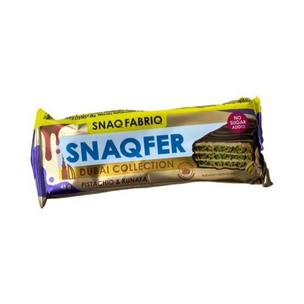 Batonchik Snaq Fabriq vafelnyy s fistashkovoy pastoy i khrustyashchim testom 45g