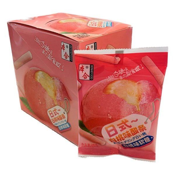 Marmelad Benhefood trubochki belyy persik 28g