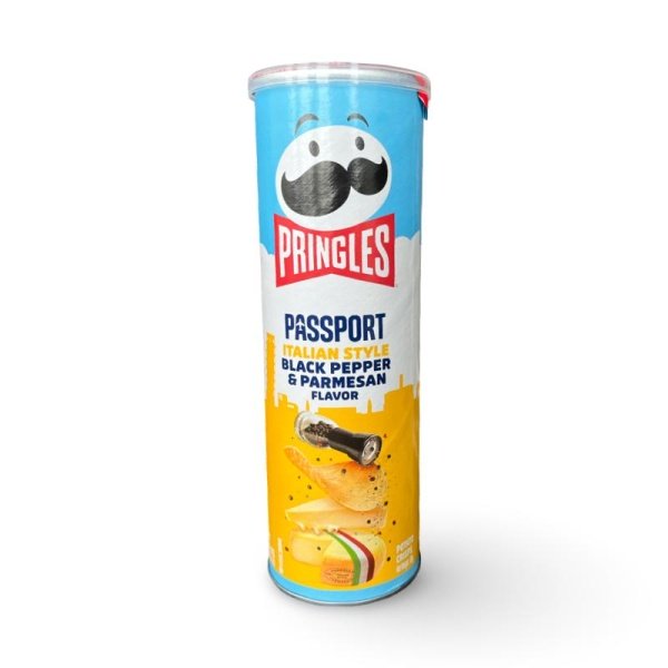 Chipsy Pringles so vkusom syra Parmezan i chernogo pertsa v Italyanskom stile 110g