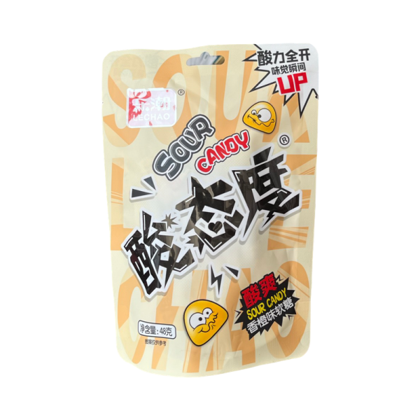 Zhevatelnye konfety Lechao Sour sl vkusom apelsina 48g