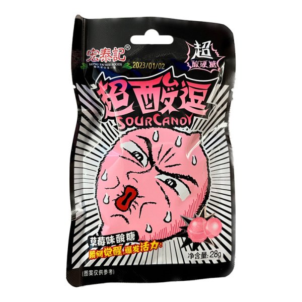 Konfety Hong Tai Kee Super kislye klubnika 28g