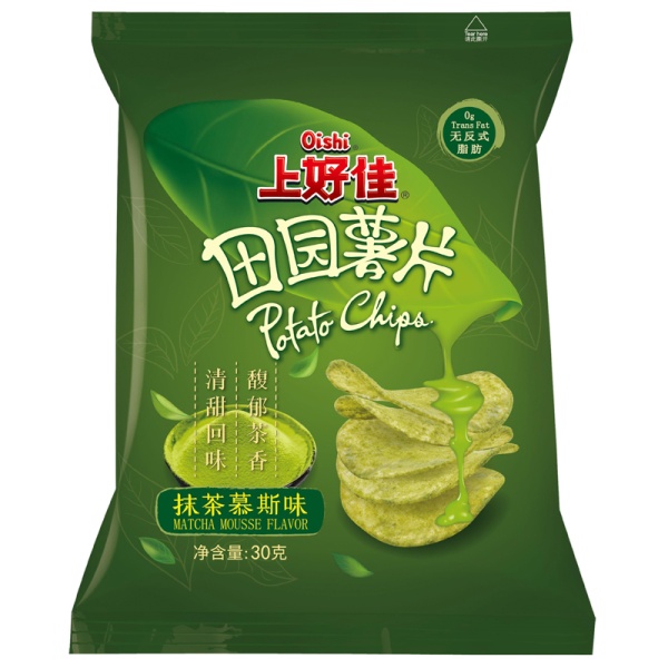 Chipsy Oishi Matcha Mousse so vkusom matchi 30g