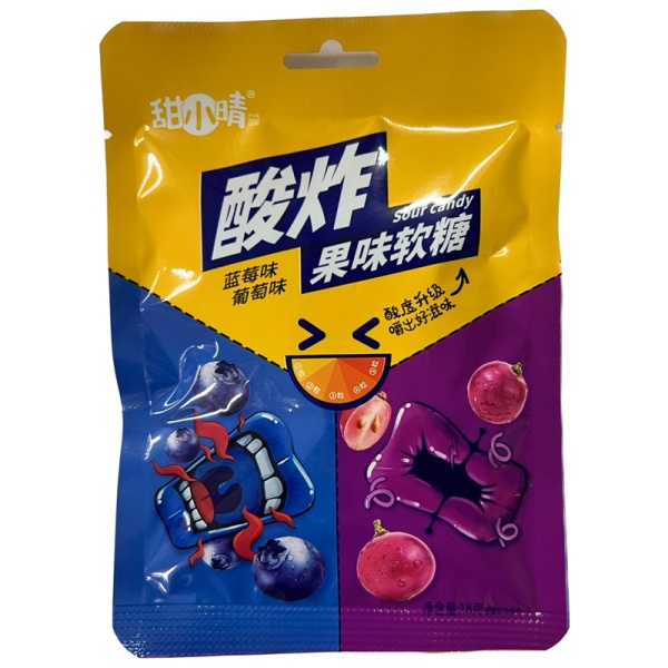 Konfety Tian Xiao Qing Kislye Guby Chernika i Vinograd 18g