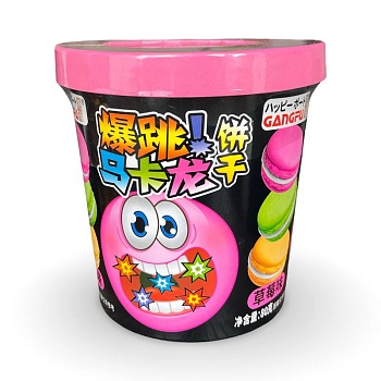 Печенье-сэндвич Gang-Fu Макарон с клубничным вкусом и взрывной карамелью 80г