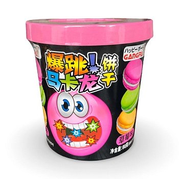 Печенье-сэндвич Gang-Fu Макарон с клубничным вкусом и взрывной карамелью 80г