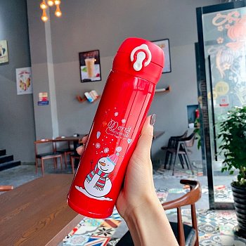 Термос Yokee Merry Christmas красный 500мл