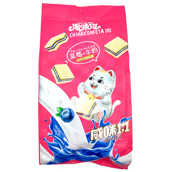 Вафли Tao wei mao с молочно черничной начинкой