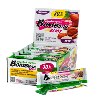 Батончик Bombbar Slim со вкусом Фундука и Арахиса 35г