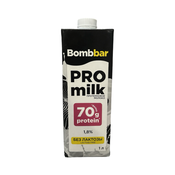 Moloko Bombbar vysokobelkovoe bezlaktoznoe ultrapasterizovannoe 1,8% 1000ml