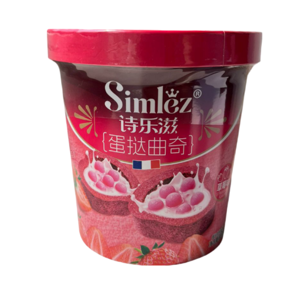 Mini-tarty Simlez s khrustyashchimi sharikami v shokoladno-klubnichnom souse 80g