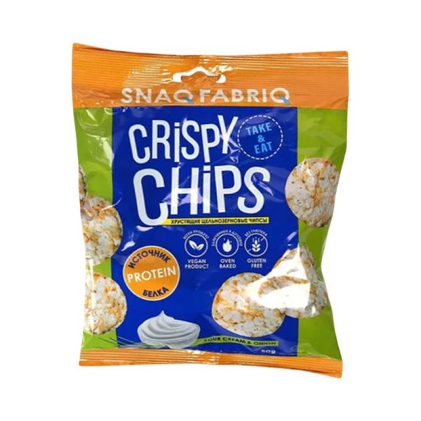 Chipsy Snaq Fabriq tselnozernovye smetana i zelenyy luk 50g