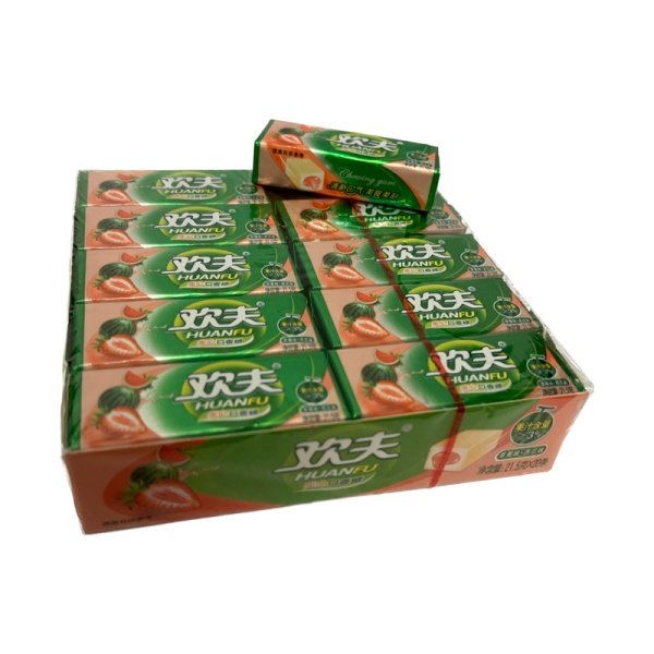 Zhevatelnaya rezinka Huanfu s nachinkoy so vkusom arbuz klubnika 21,5g