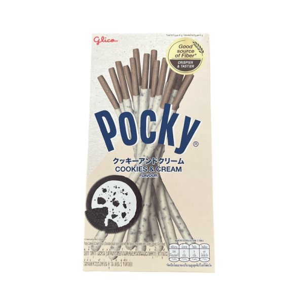 Pechene Pocky Biskvitnye palochki s kremovoy glazuryu i kusochkami pechenya 45g