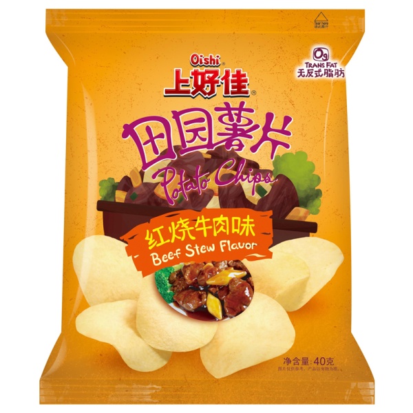 Chipsy Oishi Potato Chips Beef Stew so vkusom tushenoy govyadiny 40g