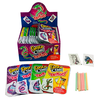 Карамель супер стик асорти с татуировкой 5г