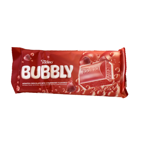 Shokolad Todino Bubbly poristyy belyy klubnika 90g