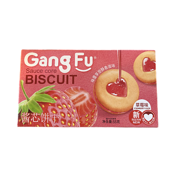 Печенье Gangfu со клубничным джемом 55г