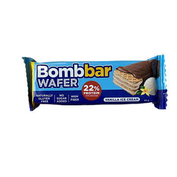 Батончик Bombbar вафельный со вкусом Ванильный пломбир в шоколаде 45г