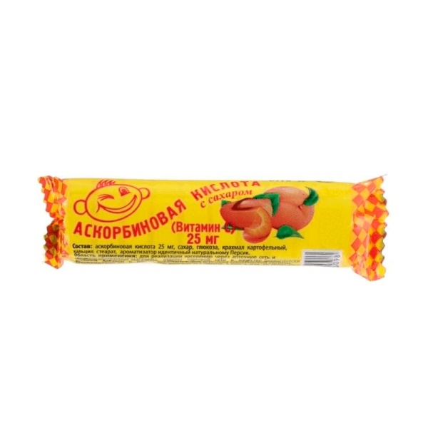 Askorbinovaya kislota s sakharom s vitaminom S apelsin