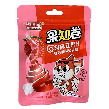 Конфеты жевательные Delicious Guozhi Roll клубника 26г