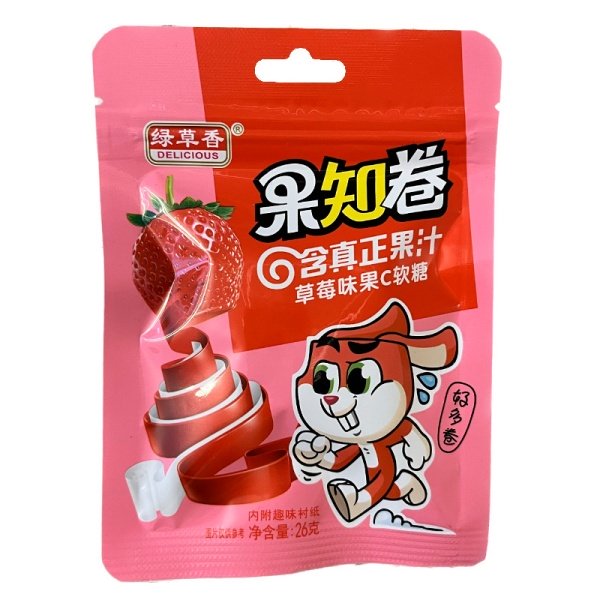 Konfety zhevatelnye Delicious Guozhi Roll klubnika 26g