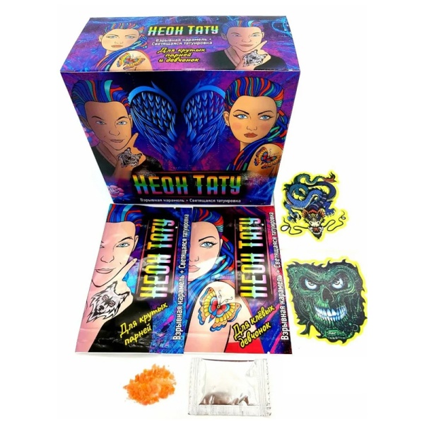 Vzryvnaya karamel Kandi Klab so svetyashcheysya tatuirovkoy 1g