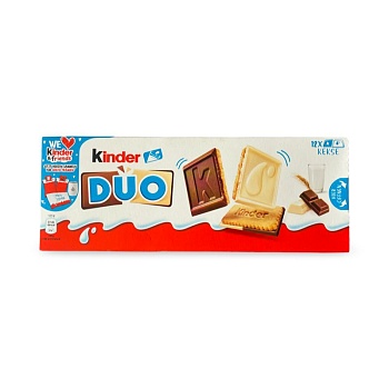Печенье Kinder Duo покрытое молочным и белым шоколадом 150г