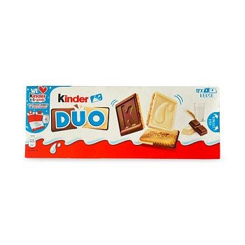 Печенье Kinder Duo покрытое молочным и белым шоколадом 150г